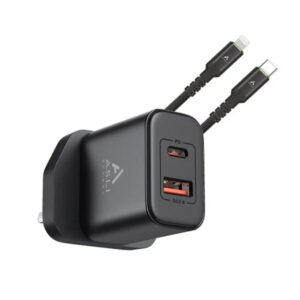 شاحن مع كابل USB-C بطول 1 مترAsli Global 20W Wall Charger With 1M USB-C to Lightning Black